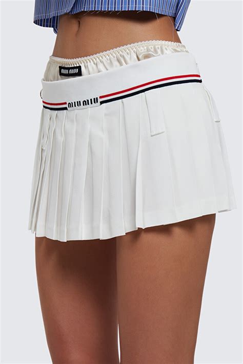 miu miu pleated mini skirt|miumiu pencil skirt.